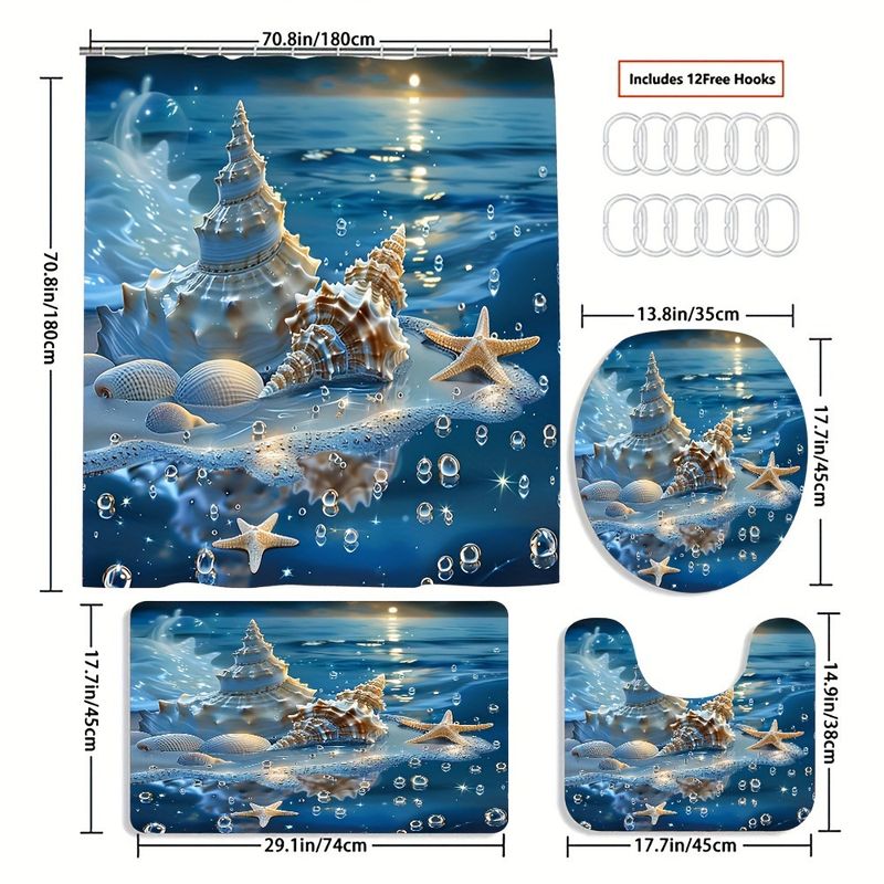 Cross-Border Hot-Selling Waterproof Shower For Bathroom, European Style High-End Digital Print Polyester Partition Door_voghion.com