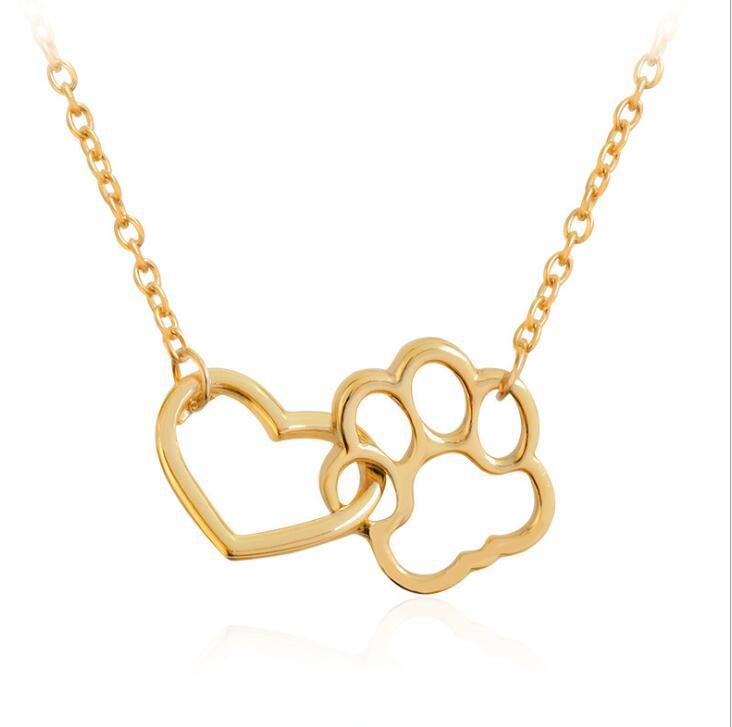 New Dog Paw Footprint Necklace Ins Style Hollow Heart Collarbone Chain Trendy_voghion.com