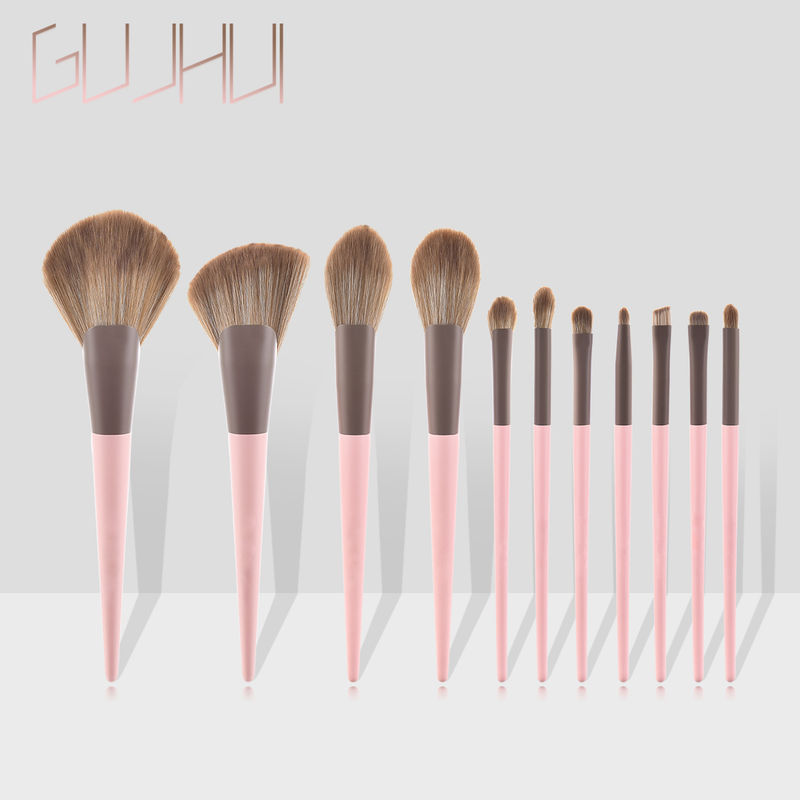 11 pcs makeup brushes cross-border set 5 colors new foundation brush fan brush champagne gold GUJHUI_voghion.com