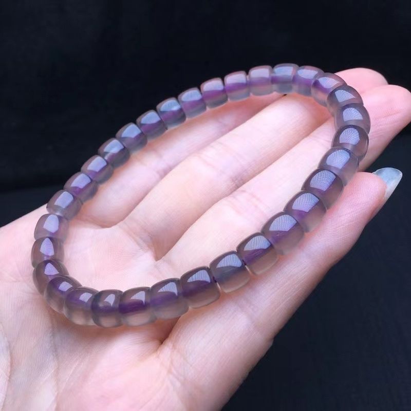 Pulsera de cuentas de ágata morada natural con forma antigua de jade, con un solo círculo, de moda, con forma de caramelo cuadrado._voghion.com