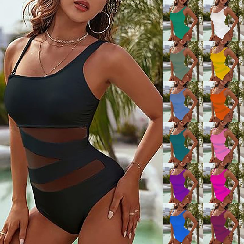 Women's Clothing One Piece Swimsuit Thin Strap Oblique Shoulder Conservative Bikini_voghion.com