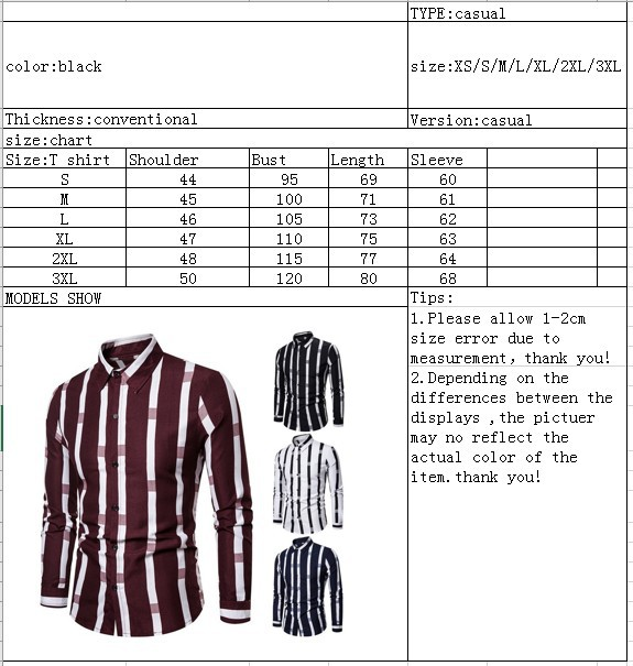 Camicia da uomo Camicia a righe a maniche lunghe Camicia da lavoro casual allentata con risvolto_voghion.com
