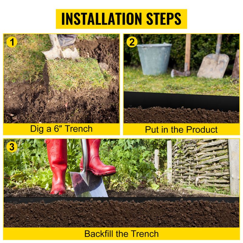 VEVOR Landscape Edging, 10 inch Depth 80 ft Total Length, Recycled HDPE Coiled Terrace Board, Flexible Bender Border for Landscaping, Lawn, Garden, Ya_voghion.com