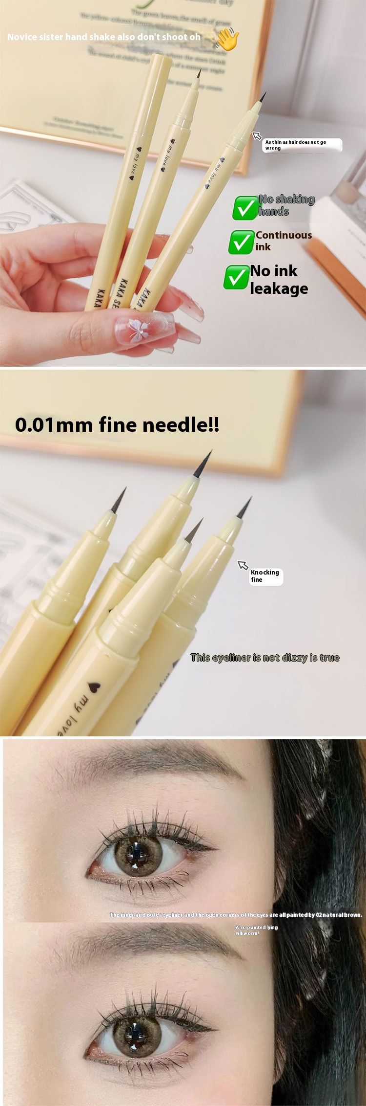 KAKA SEA Eyeliner Liquido Super Fine Penna Asciugatura Rapida Impermeabile Lunga Durata Resa del Colore Liscia Eyeliner Liquido Penna_voghion.com