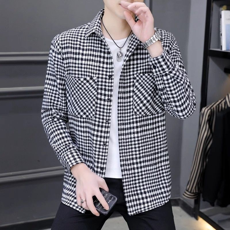 Camicia a quadri da uomo, casual, a maniche lunghe, versatile, elegante_voghion.com