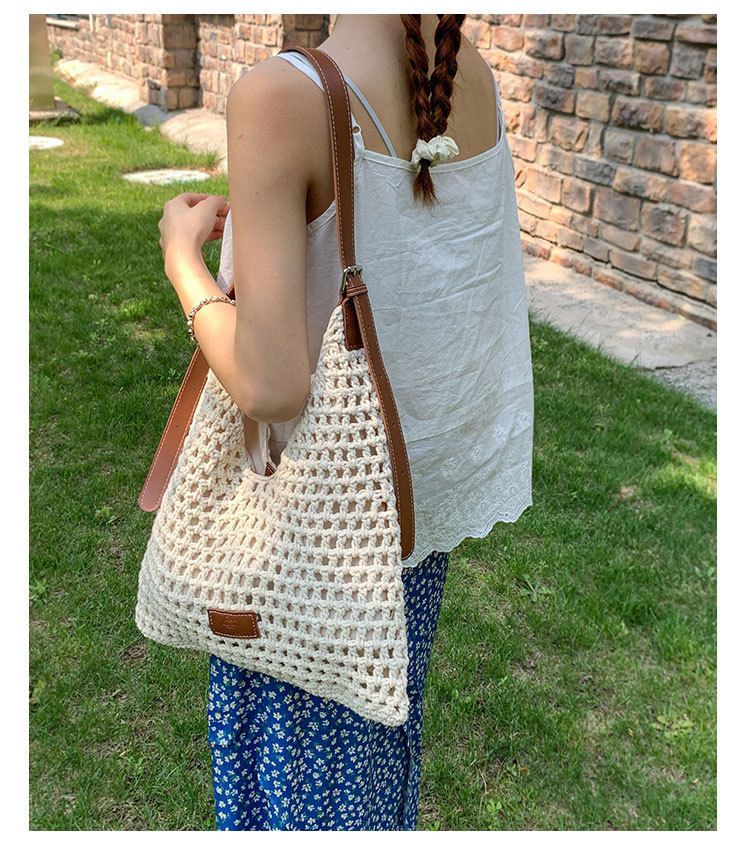 Borsa a tracolla versatile da spiaggia, da donna, per le vacanze, in paglia, di grande capacità, alla moda e alla moda_voghion.com