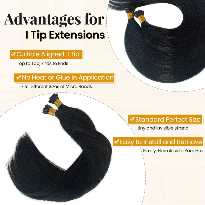 Extensions de cheveux humains raides pré-collés brésiliens Remy Fusion Hair Extensions Micro Beads_voghion.com