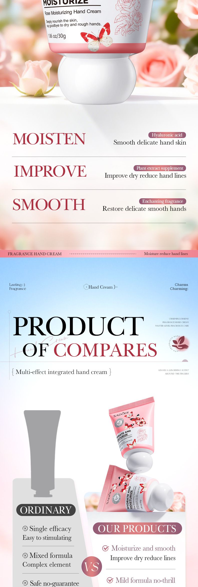 Crème mains hydratante parfumée à la rose pour l'automne et l'hiver_voghion.com