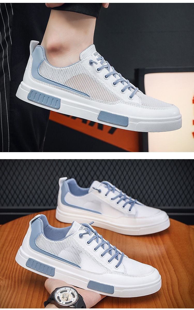 Sommer Atmungsaktives Mesh Canvas Herren Student Trendy Vielseitige weiße Schuhe Dicke Sohle Sport Casual Sneakers Herren_voghion.com