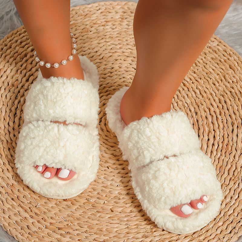Women's winter plush warm home indoor non-slip furry slippers_voghion.com