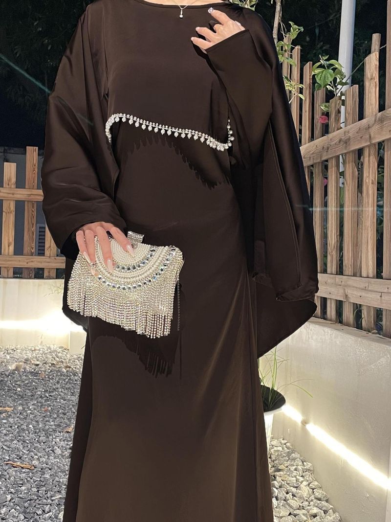 Robe en satin élégante et simple pour femme_voghion.com
