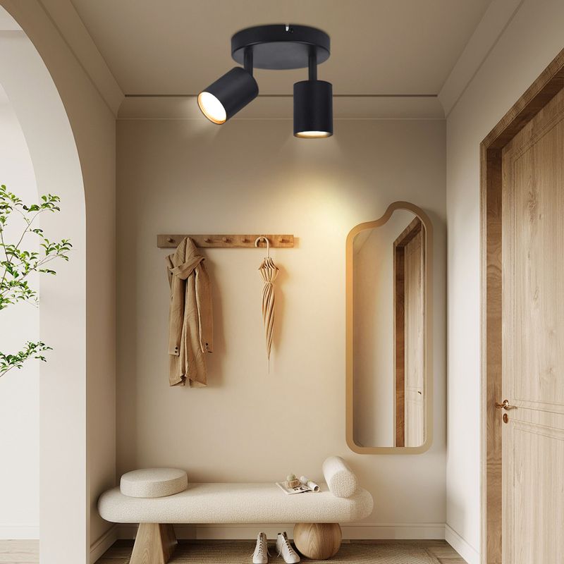 Glitzerlife Deckenleuchte Schwarz Deckenstrahler 2 Flammig - Deckenlampe Deckenspots GU10 330°Schwenkbar Modern Rund Wandstrahler Für Wohnzimmer Schlafzimmer Flur_voghion.com