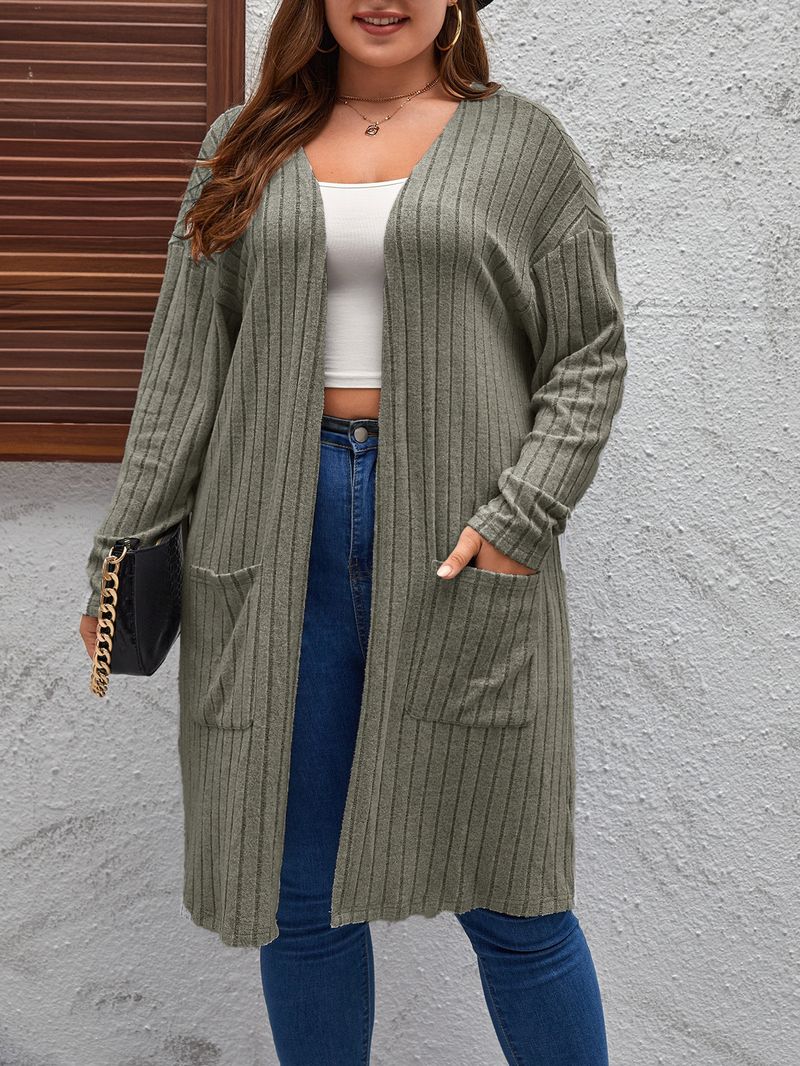 Spring And Autumn European And American New Large Size Casual Long Sleeved Cardigan Sweater Jacket Womenv_voghion.com