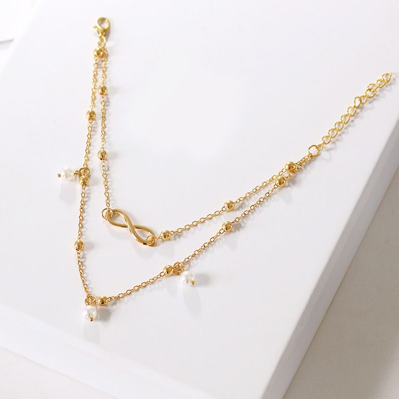 Moud waarm verkafen Perl 8-Wuert Fousskett Bijouen Fraen handgemaachte Perlen Duebelkette Foussschmuck Strand Foussschmuck_voghion.com
