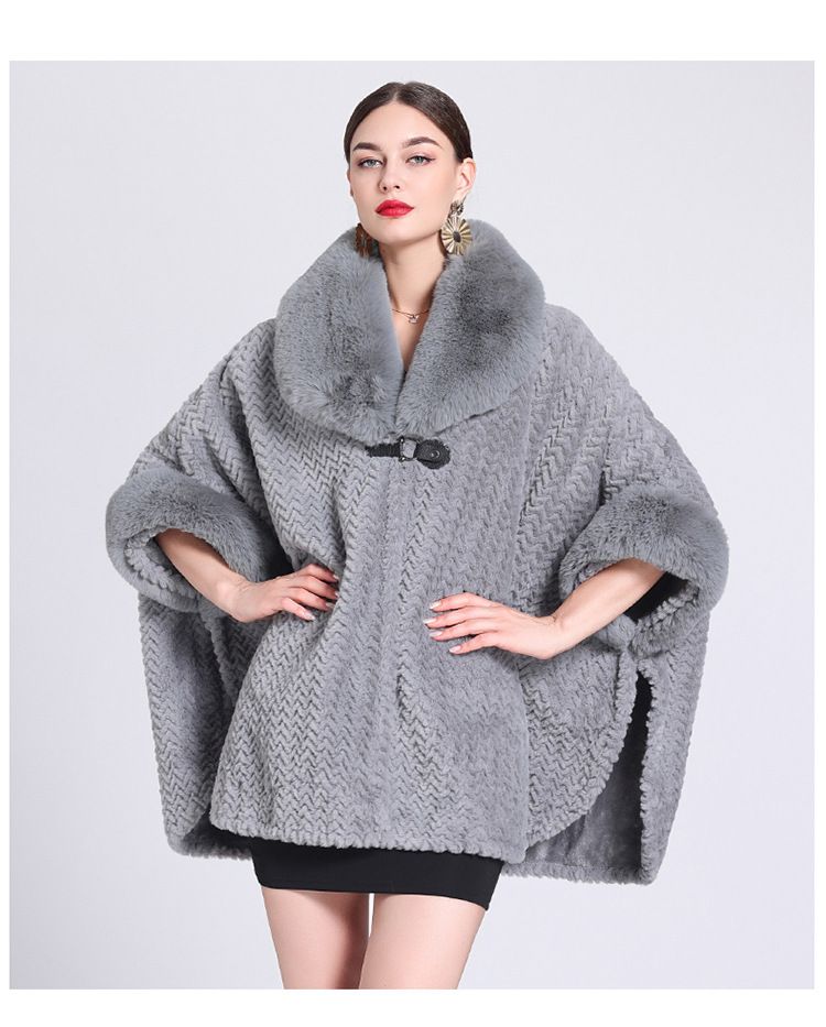 Aggiungi lana collo spesso mantello mantello cardigan largo taglia grande cappotto di lana donna_voghion.com
