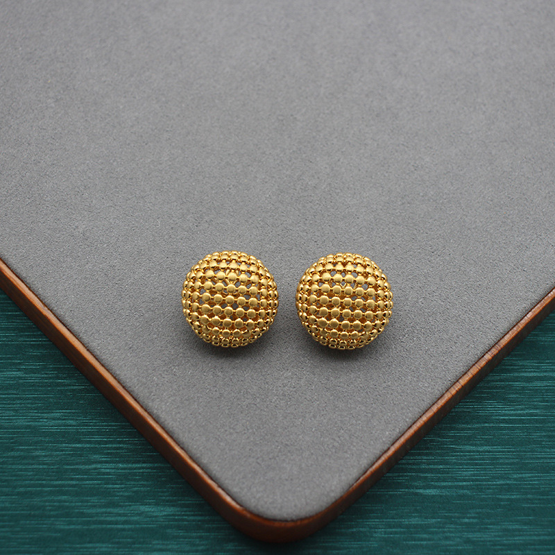 Women's Earrings ring hollow small fragrant style button earrings open personality copper plated real gold ring_voghion.com