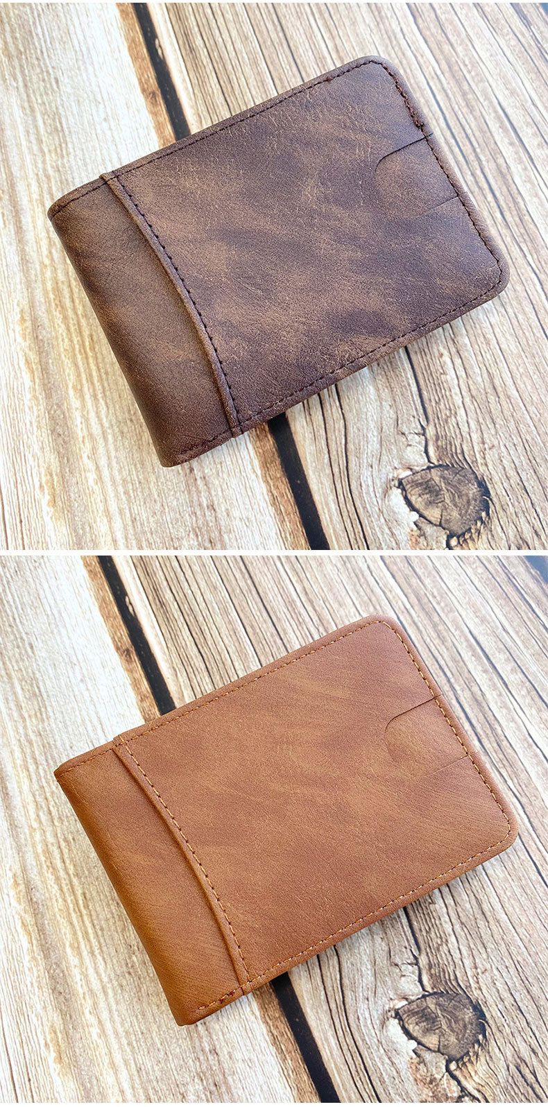 Porta carte da uomo casual retrò, porta carte portatile ultra sottile, più scomparti per carte, squisito portafoglio da uomo in PU con carte di credito, corto_voghion.com