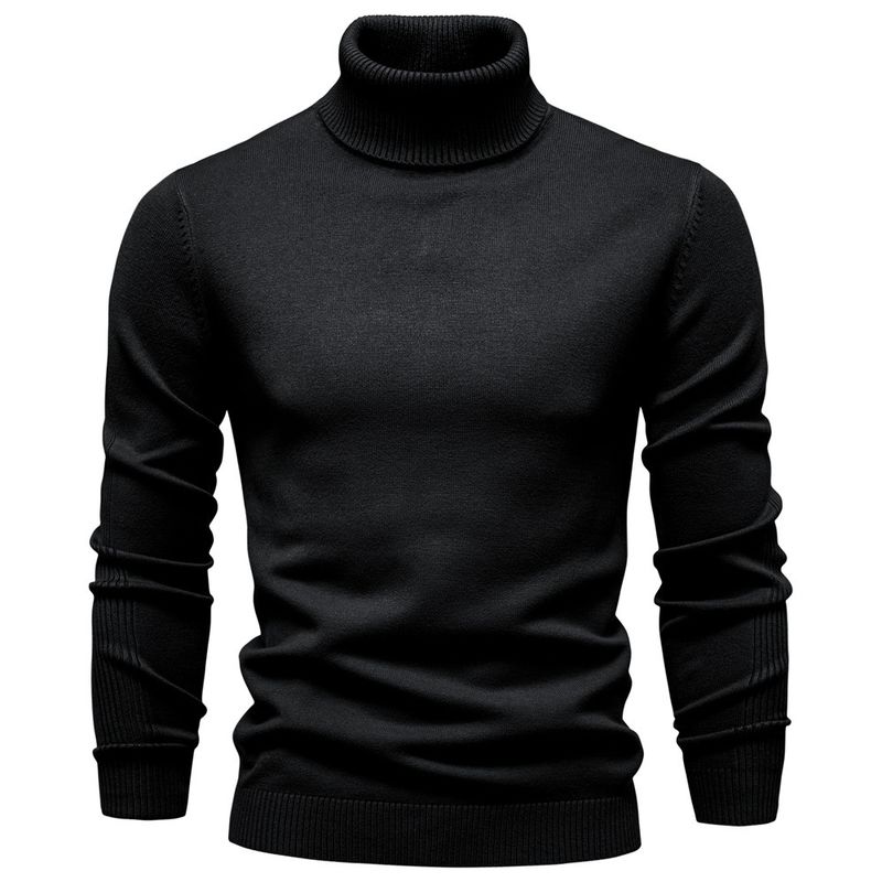 Herfst Winter Nieuwe Effen Kleur Pullover Hoge Hals Heren Casual Gebreide Trui_voghion.com