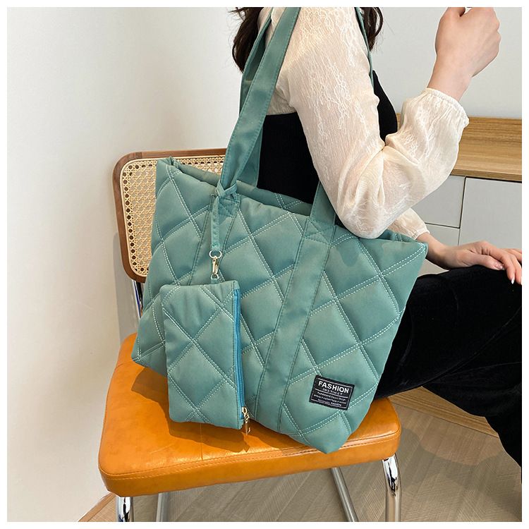 Borsa a tracolla da donna Chao Fashion, borsa a tracolla imbottita in cotone, semplice borsa tote di grande capacità_voghion.com