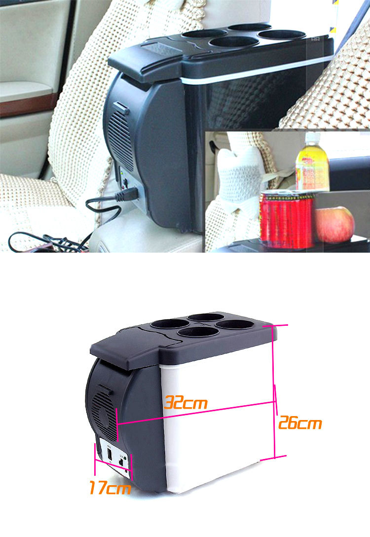 Mini réfrigérateur électronique portable 12 V pour voiture et maison, double usage, 6 L, réfrigération, stockage, chauffage et refroidissement, boîte automobile_voghion.com