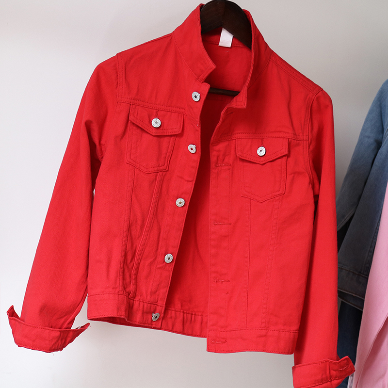 Nuova giacca di jeans da donna primavera e autunno 2022 giacca di jeans corta casual da donna versione coreana giacca di colore solido_voghion.com