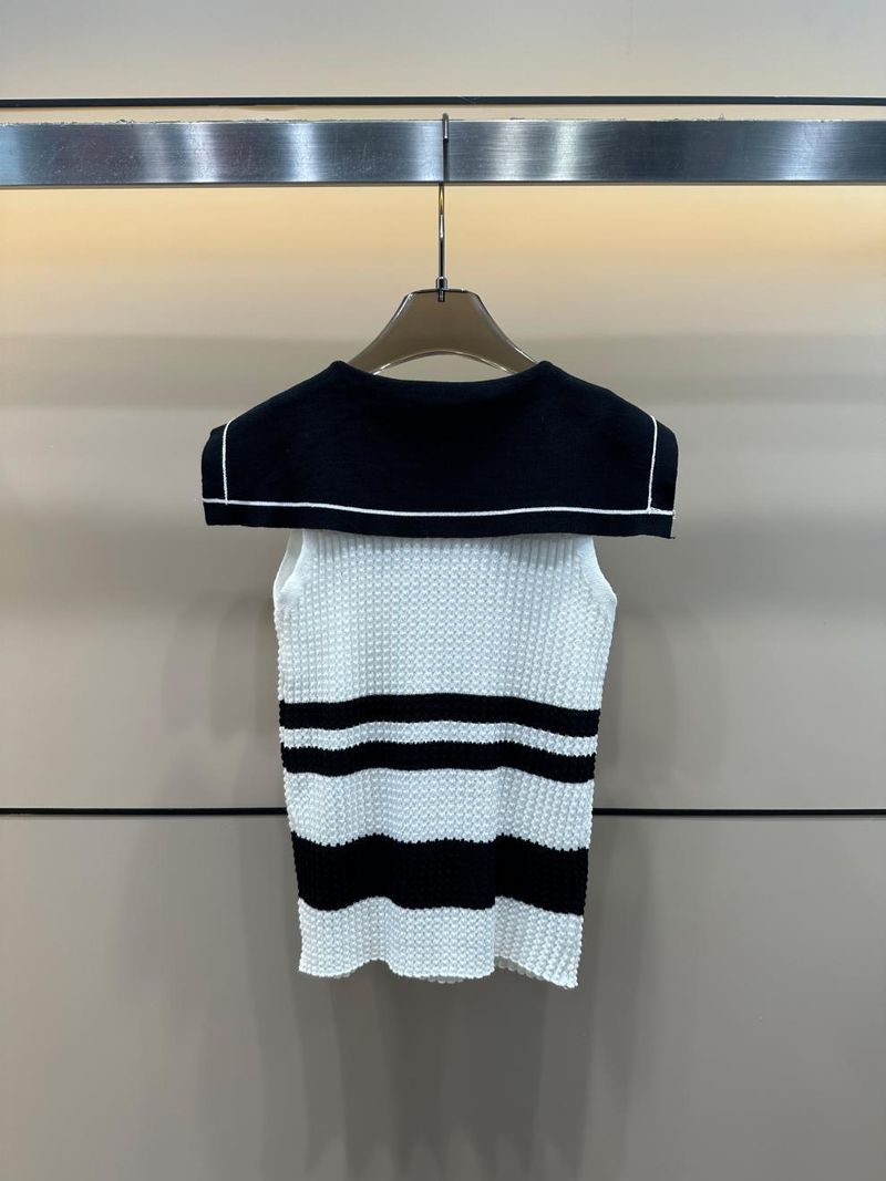 25 New Summer Dijia Little Bee Striped Navy Style Maglia senza maniche Pullover snellente versatile Top_voghion.com