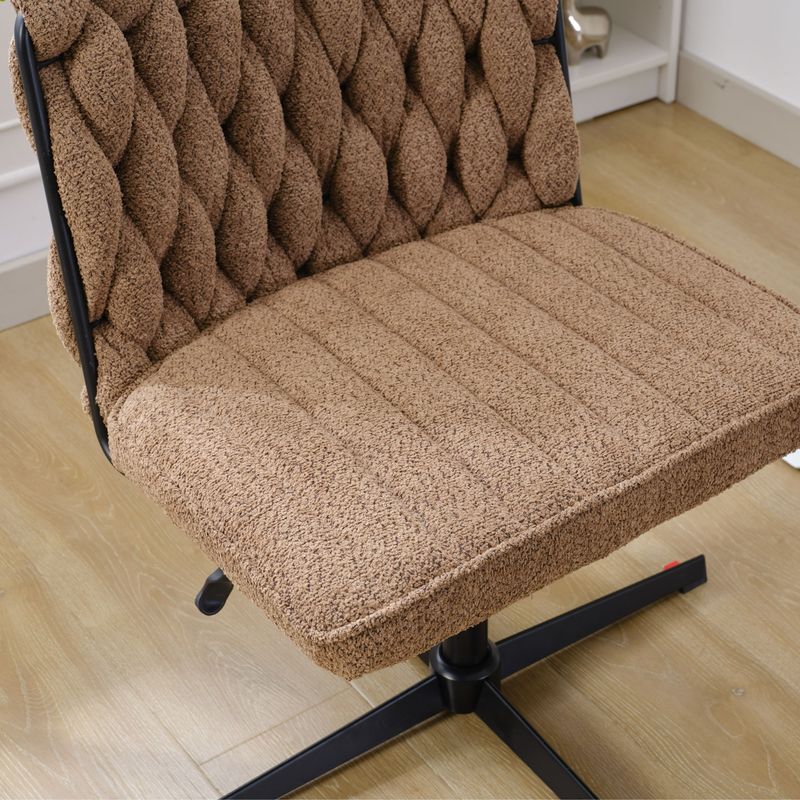 Armless Office Desk Chair No Wheels, BROWN_voghion.com