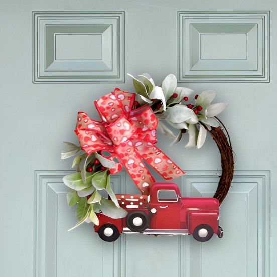 Decorative Door Wheel Disc Pinecone Truck Wreath Hanging Ornament_voghion.com