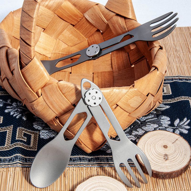 Outdoor Multifunctional Titanium Alloy Dual-use Bottle Can Opener Fish Fork Spoon Camping Tableware Portable_voghion.com