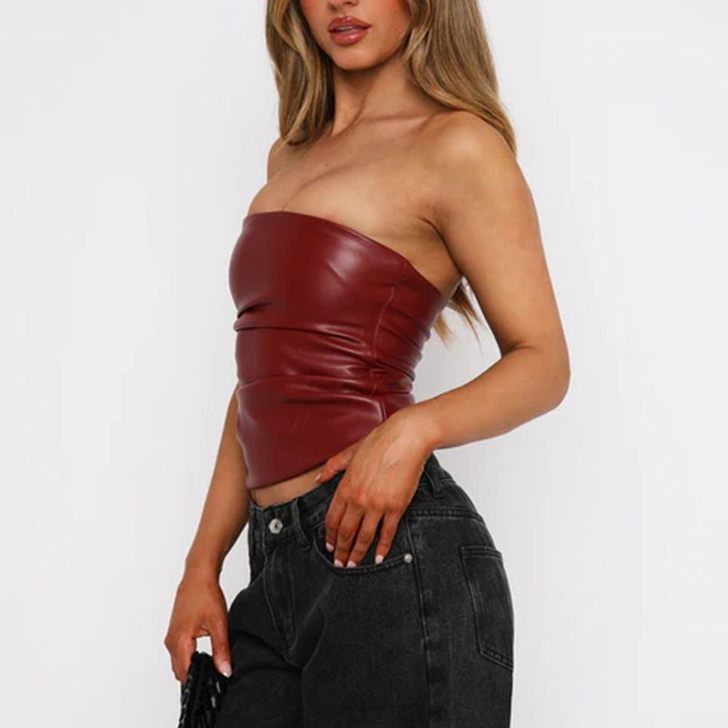 Women's Clothing fashion trend women's clothing wrap top backless solid color all match sexy nightclub tube top vest_voghion.com
