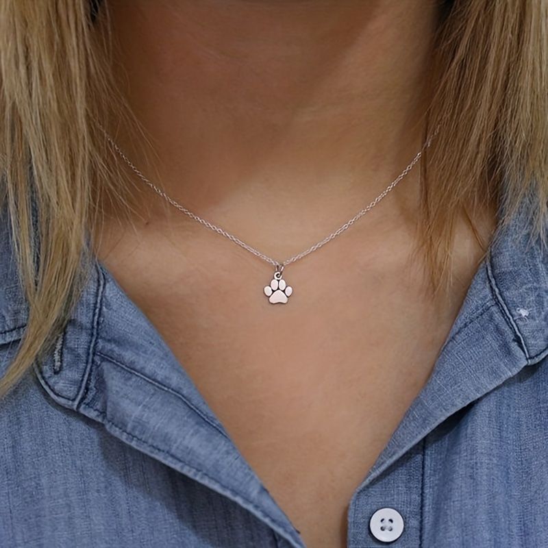 Collana con ciondolo a forma di impronta di gatto con catena in lega di rame di alta qualità e simpatico animaletto._voghion.com