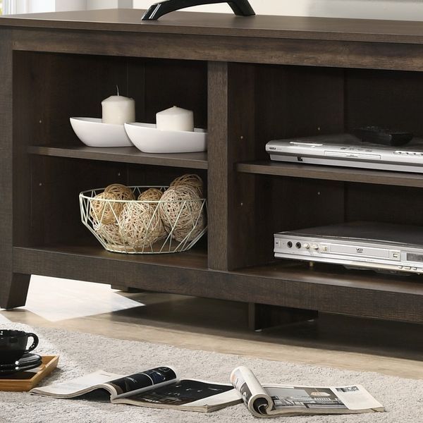 Benito Dark Dusty Brown 70' Wide TV Stand With Open Shelves And Cable Management_voghion.com
