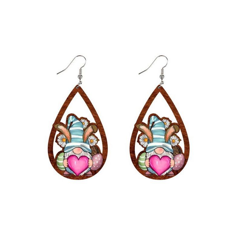 Orecchini a forma di uovo di Pasqua con stampa leopardata a forma di goccia d'acqua cava, tre pulcini di coniglio, regalo di festa per ragazze_voghion.com