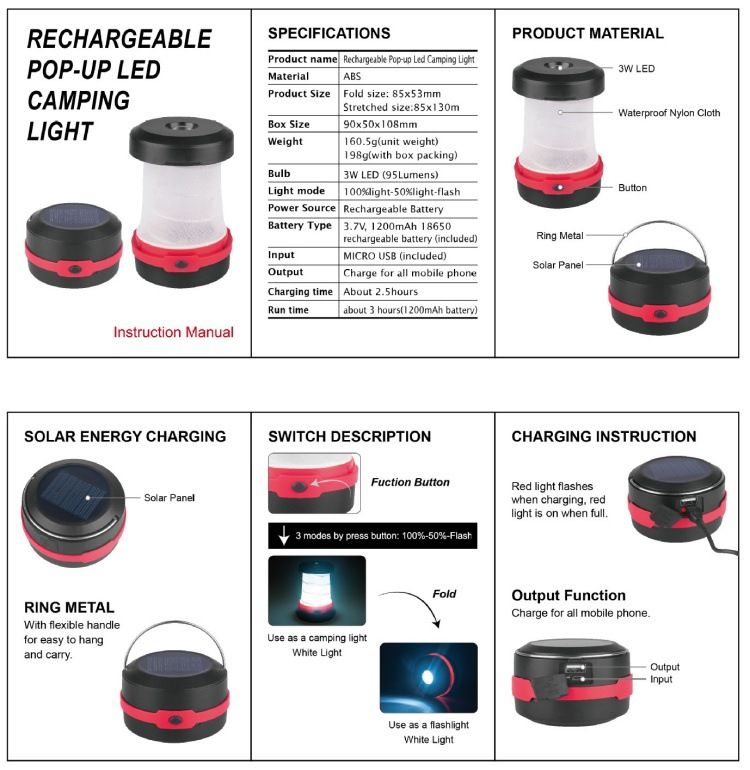 Solarbetriebene, per USB aufladbare Notbeleuchtung für den Außenbereich bei Stromausfall im Haushalt, teleskopierbar, superhelle LED-Lampe für Camping_voghion.com