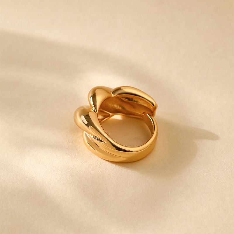 Heavy metal color preserving love ring copper plated with K real gold stacking fashion irregular texture retro ring_voghion.com