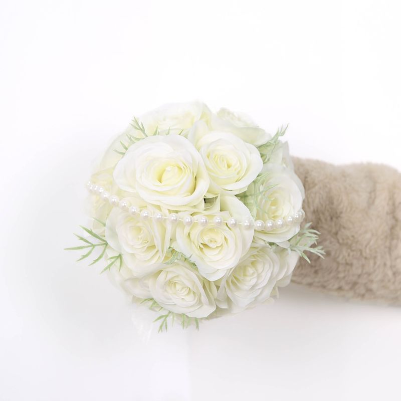 Party Wedding Bridal Bouquets White Roses High End Bouquets Photography Props_voghion.com