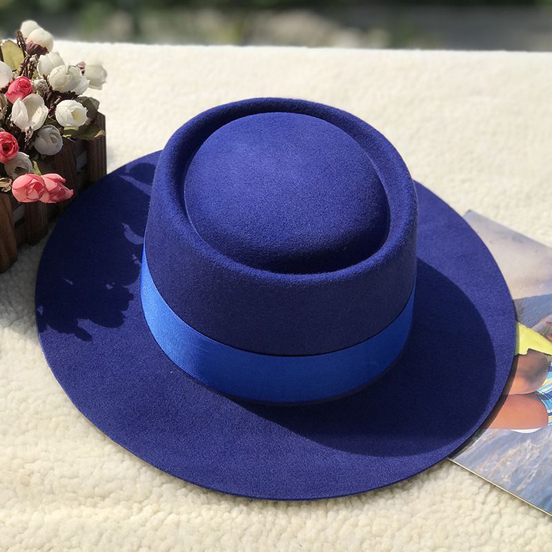 Volnen cilinder z ravnim vrhom v obliki prstana, otroški jesenski in zimski modni volneni klobuk z ravnim vrhom_voghion.com