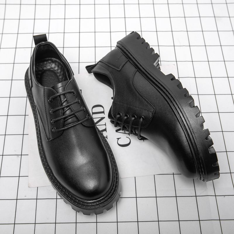 Unbeatable Quality Blok Carved Leather For Men's Business Formal Wear, Youth Brown Casual British Thick Sole Height Increasing Wedding_voghion.com
