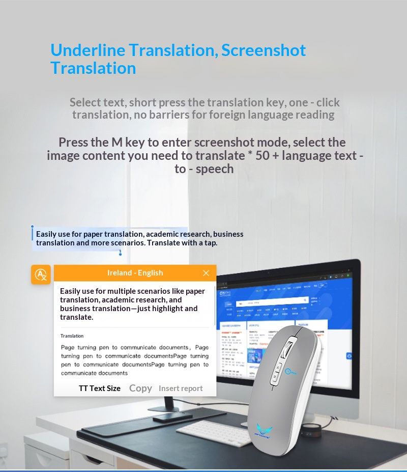 NeoGear Factory Neue KI-Smart-Maus V11 mit 5 Tasten, Dual-Modus, Bluetooth-Übersetzung, Schreiben, Zeichnen, Formular-PPT, Spracheingabe_voghion.com