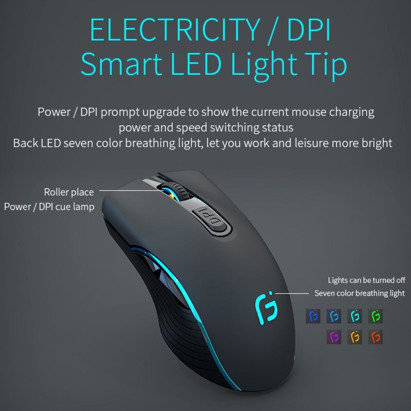 Επαναφορτιζόμενο ασύρματο αθόρυβο πολύχρωμο ποντίκι LED οπτικό ποντίκι παιχνιδιών στο σπίτι_voghion.com