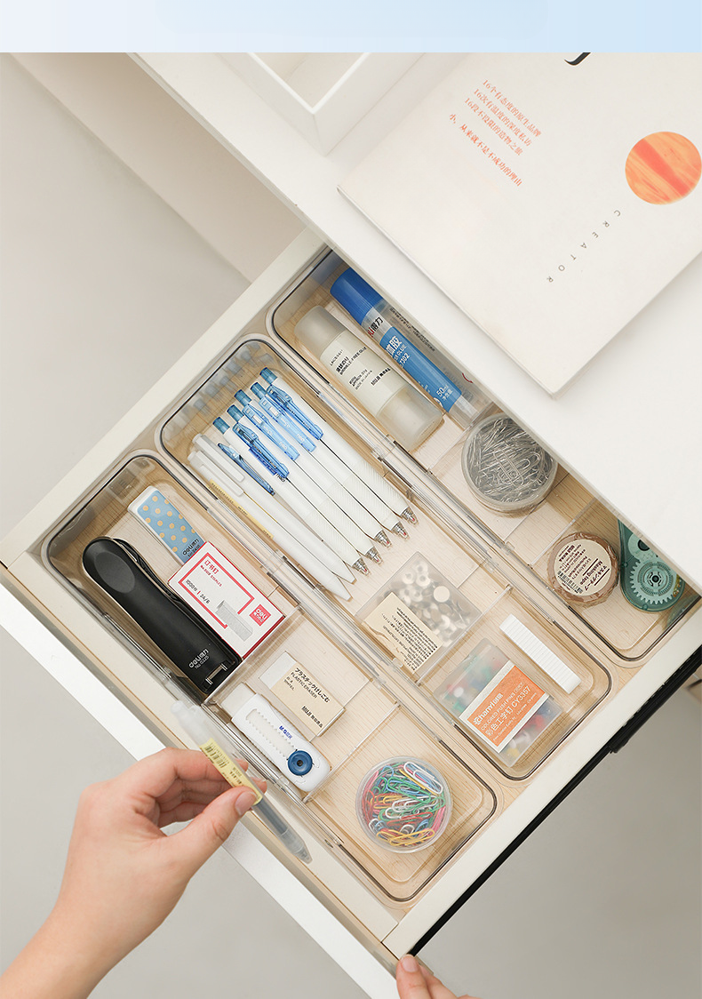 Transparent drawer with expandable storage partition organizing box, kitchen utensil classification storage, cosmetics_voghion.com