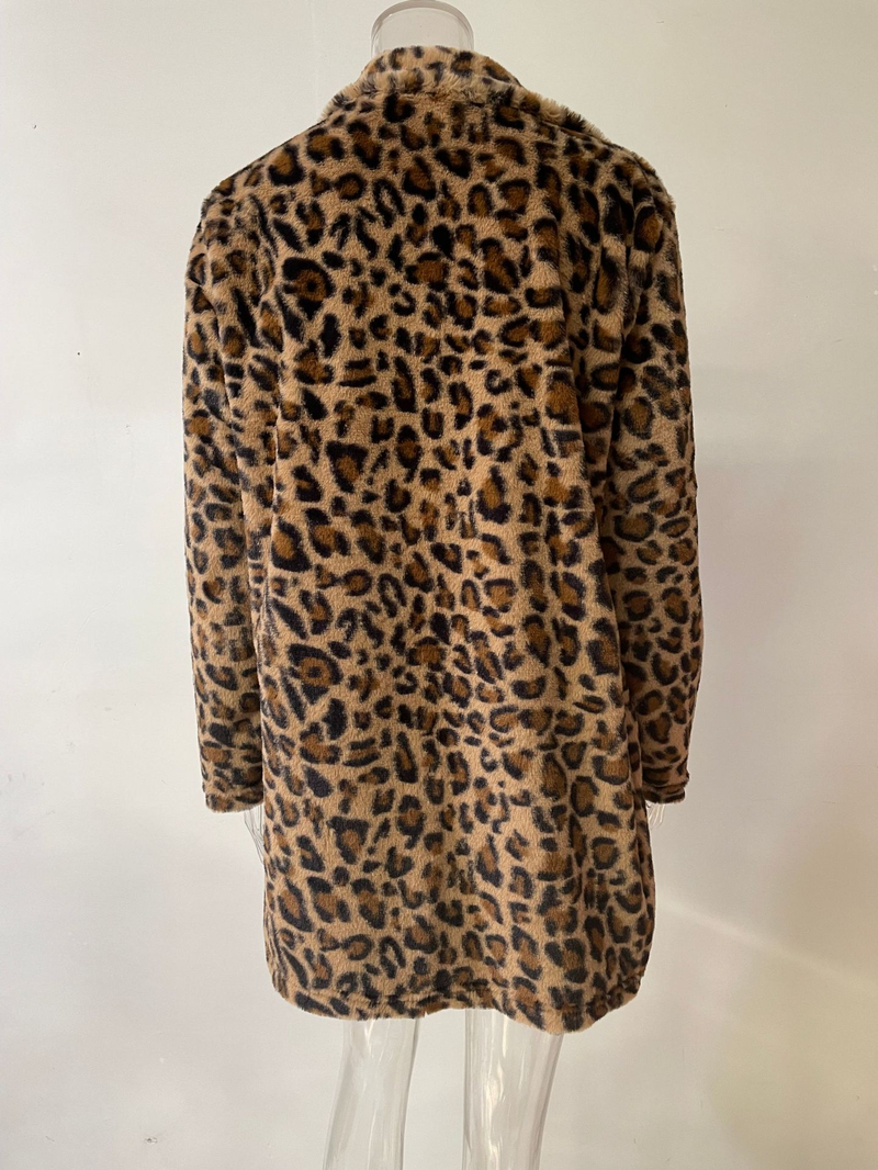 Herbst und Winter Leopardenmuster Damenbekleidung Mode Temperament Pelz Lose Pelzmantel mit Taschen_voghion.com