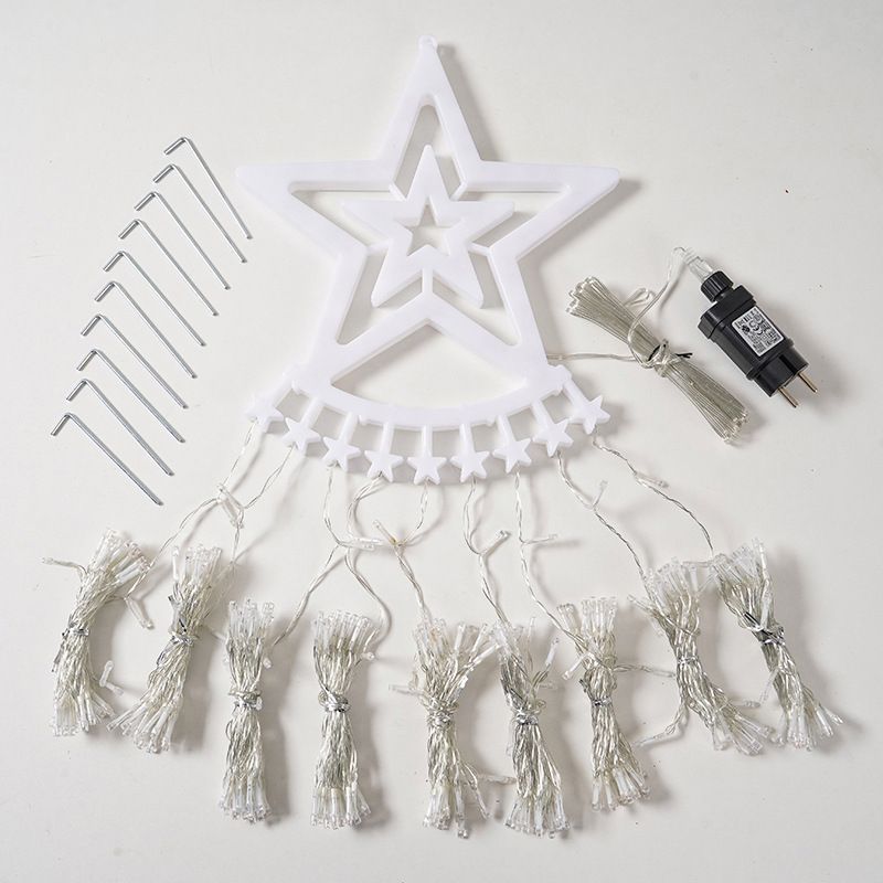 Christmas LED Five Pointed Star Waterfall Light Christmas Tree Light Flowing Light Outdoor Decorative Light Garden Remote Control Solar Light_voghion.com