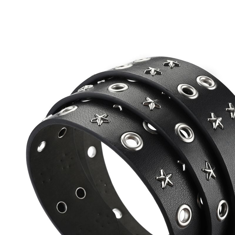 Pentagram Çift Sıralı Tokalı, Kadın Öğrenci Kemeri, Punk Hundred, Erkek Hava Gözü Perçin Kemeri_voghion.com