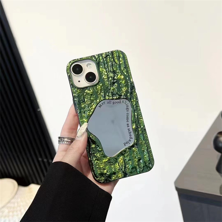 Mobile phone case for iPhone15 mobile phone case embossed rock pattern Internet celebrity mirror 14Promax Apple 13 protective cover new style_voghion.com