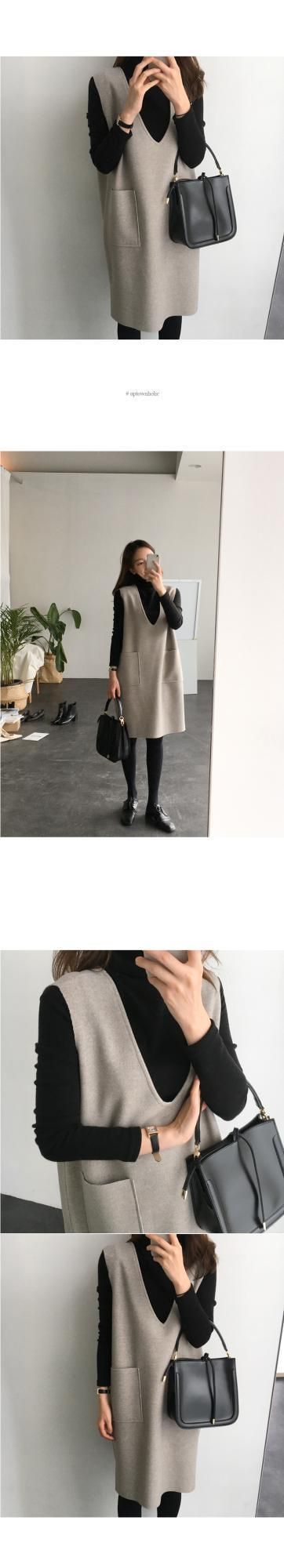 Abito in lana autunno/inverno 2024 nuova versione coreana set gonna due pezzi gilet doppiopetto medio lungo_voghion.com