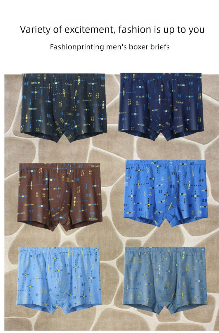 Conjunto de 5 calzoncillos bóxer de algodón puro para hombre, de cintura media, estampados, coloridos, transpirables, holgados, talla grande, con guantes de boxeo_voghion.com