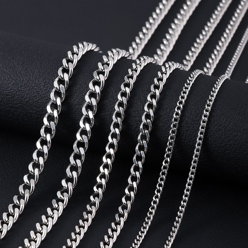Necklaces Stainless Steel Titanium Steel Single Line Double Sided Grinding Necklace Hardware Luggage Chain Pendant Chain DIY Semi Finished Accessories_voghion.com