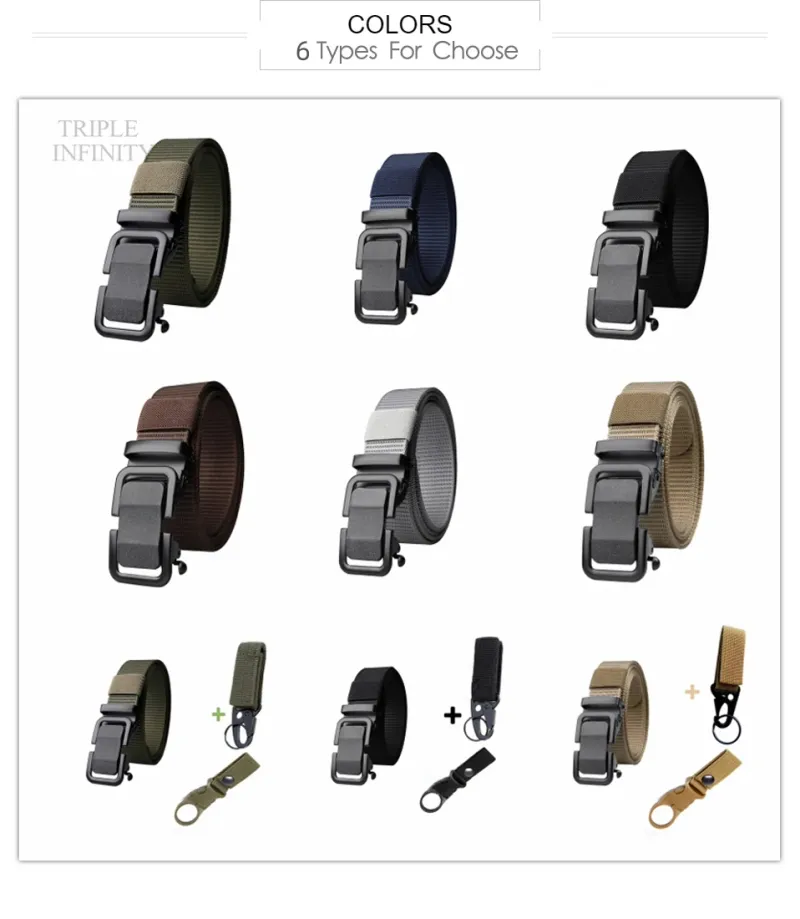 Cintura di design nera con fibbia automatica in metallo moda CALDA, larghezza 3,4 cm, cintura in tela, cinture da allenamento per escursionismo traspiranti per esterni_voghion.com