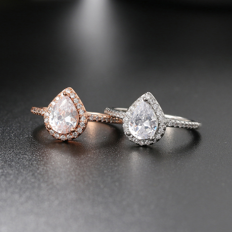 Misty Moon Classic Anello di fidanzamento da donna Micro set AAA Zircone placcato platino Anello con diamanti Gioielli_voghion.com